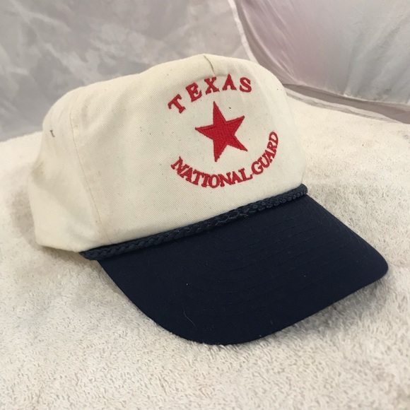 Nissun Cap's "Texas National Guard" Adjustable Cream&Blue&Red Vintage Ball Cap - Picture 4 of 14